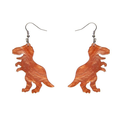 Erstwilder Essentials Tyrannosaurus Ripple Glitter Resin Drop Earrings - Orange EE1020-RG6100
