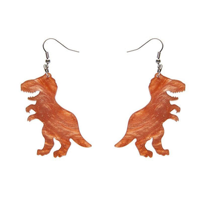 Erstwilder Essentials Tyrannosaurus Ripple Glitter Resin Drop Earrings - Orange EE1020-RG6100