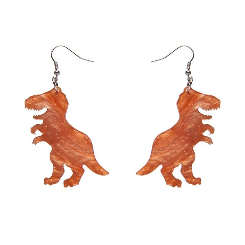 Erstwilder Essentials Tyrannosaurus Ripple Glitter Resin Drop Earrings - Orange EE1020-RG6100