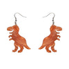 Tyrannosaurus Ripple Glitter Resin Drop Earrings - Orange