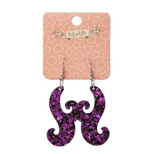 Erstwilder Essentials Nouveau Chunky Glitter Resin Drop Earrings - Purple EE1021-CG5000