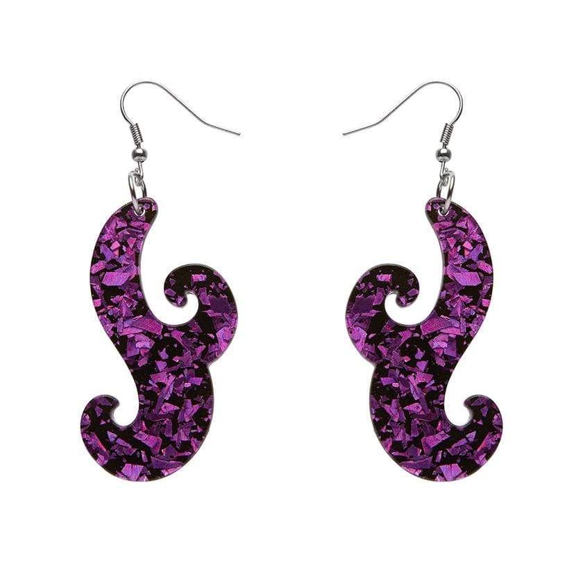 Erstwilder Essentials Nouveau Chunky Glitter Resin Drop Earrings - Purple EE1021-CG5000
