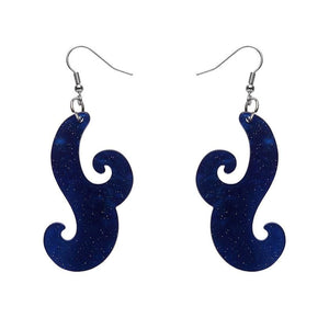 Erstwilder Essentials Nouveau Ripple Glitter Resin Drop Earrings - Dark Blue EE1021-RG3100