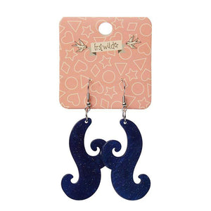 Erstwilder Essentials Nouveau Ripple Glitter Resin Drop Earrings - Dark Blue EE1021-RG3100