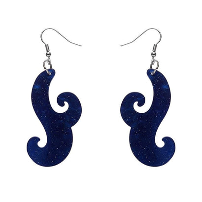 Erstwilder Essentials Nouveau Ripple Glitter Resin Drop Earrings - Dark Blue EE1021-RG3100