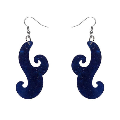 Erstwilder Essentials Nouveau Ripple Glitter Resin Drop Earrings - Dark Blue EE1021-RG3100