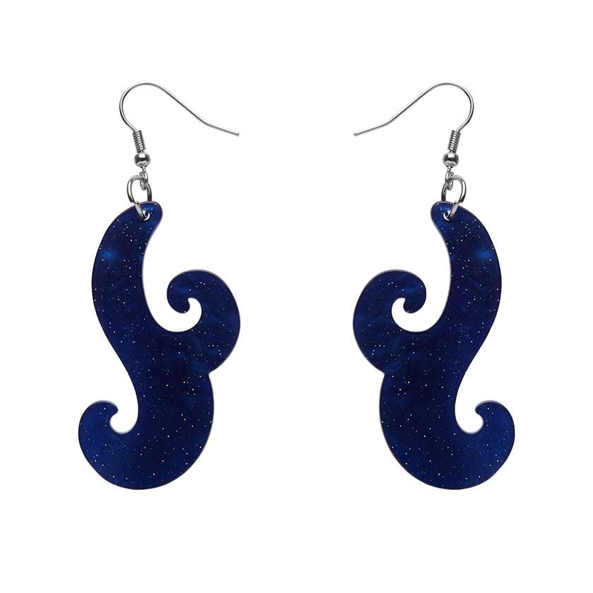 Erstwilder Essentials Nouveau Ripple Glitter Resin Drop Earrings - Dark Blue EE1021-RG3100