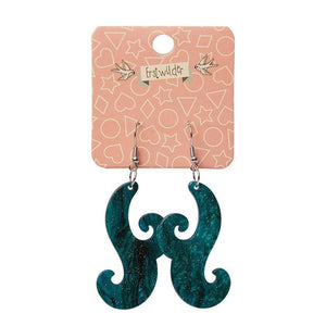 Erstwilder Essentials Nouveau Ripple Glitter Resin Drop Earrings - Emerald EE1021-RG4100