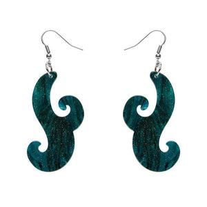Erstwilder Essentials Nouveau Ripple Glitter Resin Drop Earrings - Emerald EE1021-RG4100