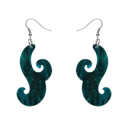 Erstwilder Essentials Nouveau Ripple Glitter Resin Drop Earrings - Emerald EE1021-RG4100