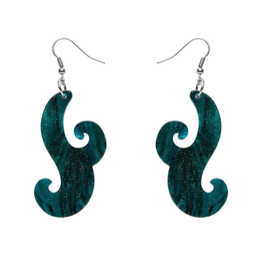 Erstwilder Essentials Nouveau Ripple Glitter Resin Drop Earrings - Emerald EE1021-RG4100