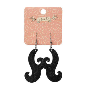 Erstwilder Essentials Nouveau Ripple Glitter Resin Drop Earrings - Black EE1021-RG7000