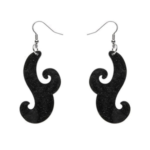 Erstwilder Essentials Nouveau Ripple Glitter Resin Drop Earrings - Black EE1021-RG7000