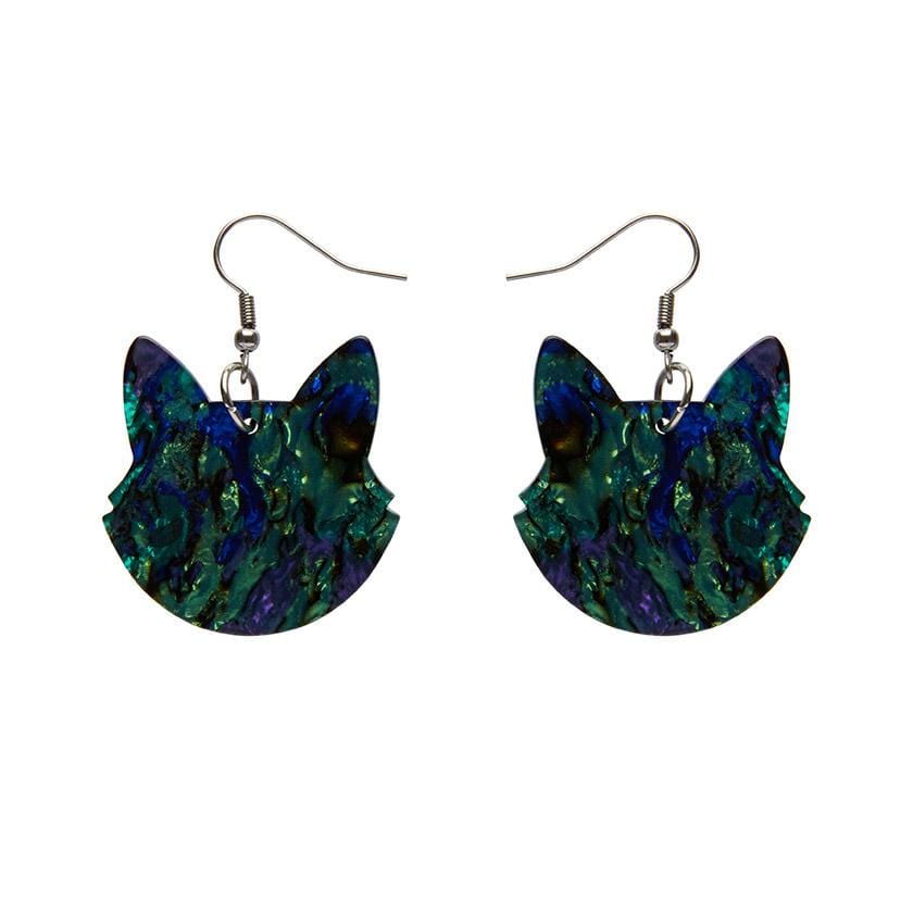 Erstwilder Essentials Solid Cat Head Lava Resin Drop Earrings - Green EE1027-L4000