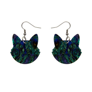 Erstwilder Essentials Solid Cat Head Lava Resin Drop Earrings - Green EE1027-L4000