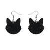 Solid Cat Head Ripple Resin Drop Earrings - Black