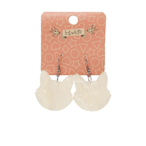 Erstwilder Essentials Solid Cat Head Ripple Resin Drop Earrings - White EE1027-RI8000