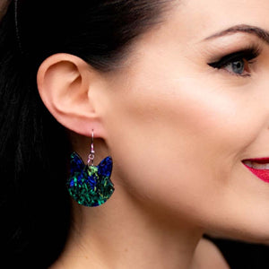 Erstwilder Essentials Solid Cat Head Lava Resin Drop Earrings - Green EE1027-L4000