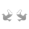 Dove Glitter Resin Drop Earrings - Silver