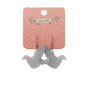 Erstwilder Essentials Dove Glitter Resin Drop Earrings - Silver EE1028-SG7200