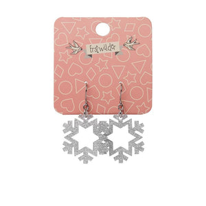 Erstwilder Essentials Snowflake - Glitter Resin Drop Earring - Silver EE1030-SG7200