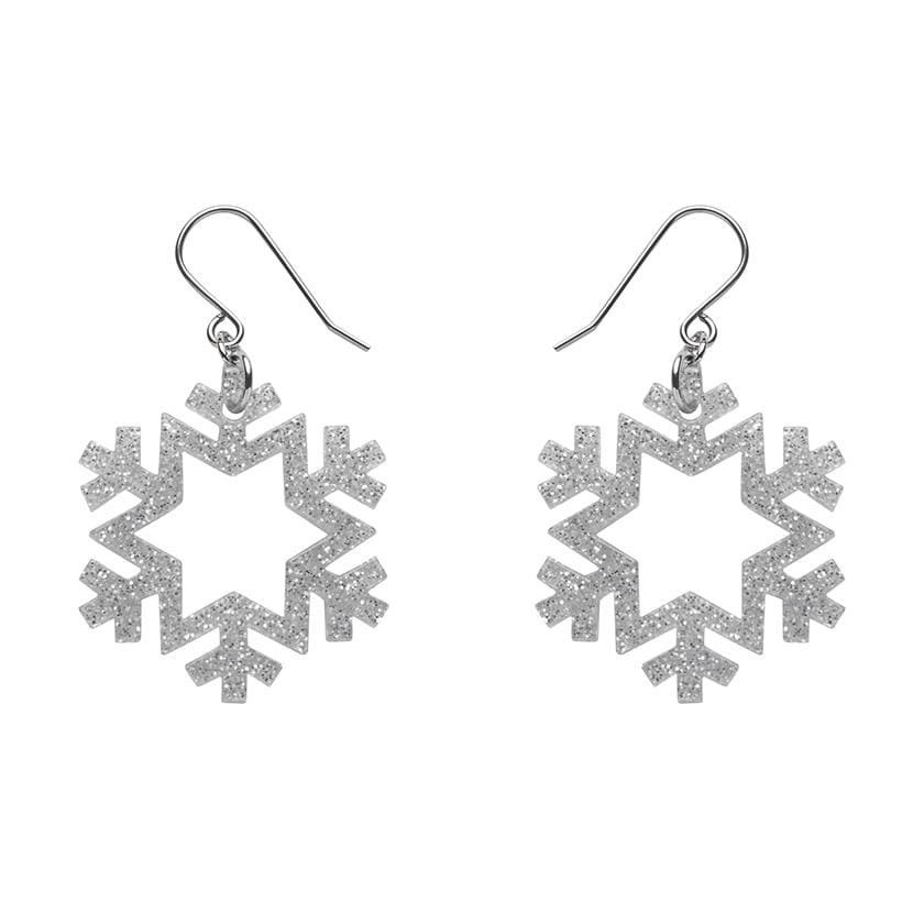 Erstwilder Essentials Snowflake - Glitter Resin Drop Earring - Silver EE1030-SG7200