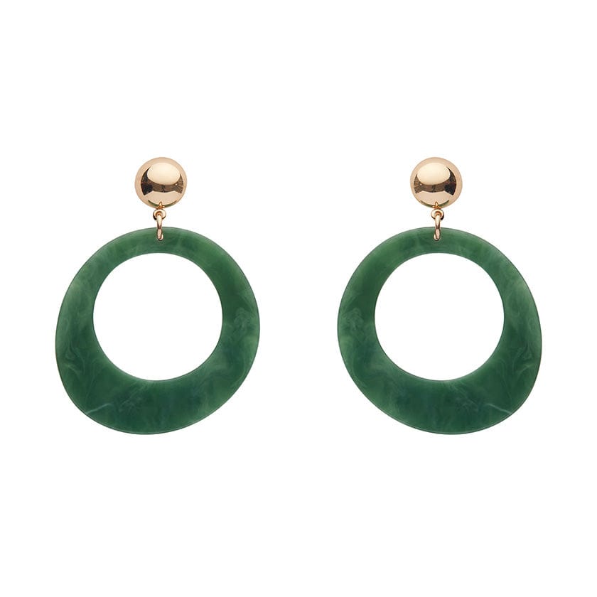 Erstwilder Essentials Statement Marble Resin Circle Drop Earrings - Green AK1EE10