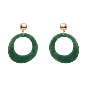 Erstwilder Essentials Statement Marble Resin Circle Drop Earrings - Green AK1EE10