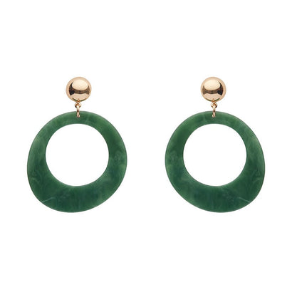 Erstwilder Essentials Statement Marble Resin Circle Drop Earrings - Green AK1EE10