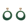 Statement Marble Resin Circle Drop Earrings - Green