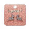 Reindeer Glitter Resin Stud Earrings - Silver