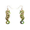 Seahorse Textured Resin Drop Earrings - Green