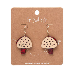 Mushroom Textured Resin Drop Earrings - Red  -  Erstwilder  -  Quirky Resin and Enamel Accessories