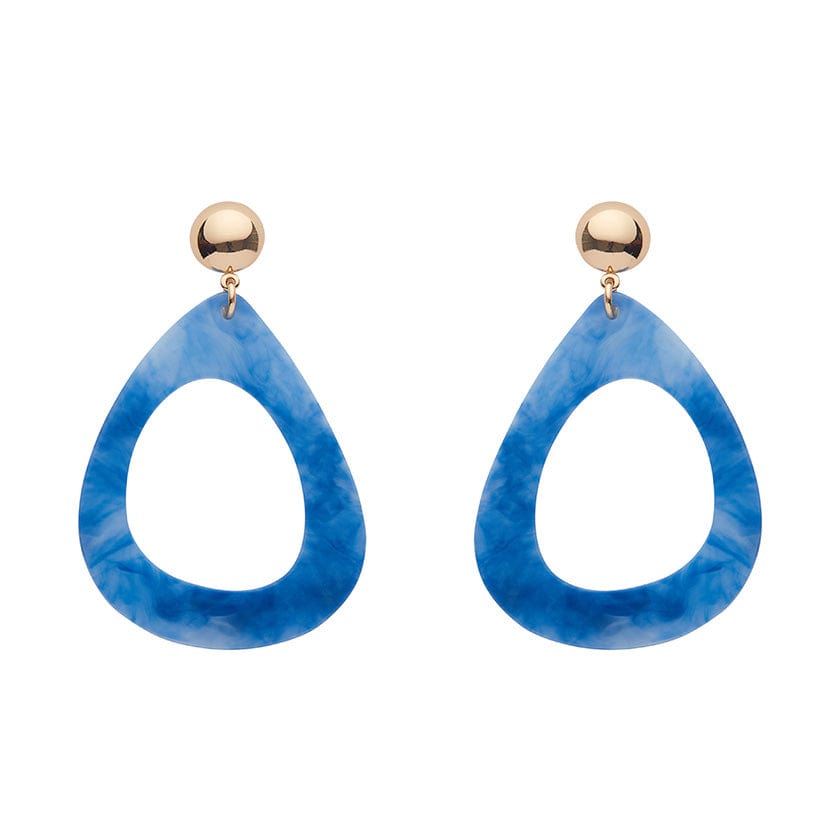 Erstwilder Essentials Statement Marble Resin Tear Drop Earrings - Blue AK1EE05