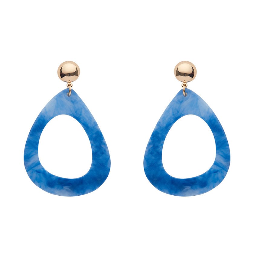 Erstwilder Essentials Statement Marble Resin Tear Drop Earrings - Blue AK1EE05