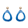 Statement Marble Resin Tear Drop Earrings - Blue