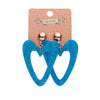 Statement Glitter Ripple Heart Drop Earrings - Aqua