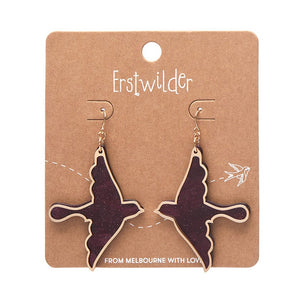 Swallow Ripple Glitter Resin Drop Earrings - Burgundy  -  Erstwilder  -  Quirky Resin and Enamel Accessories