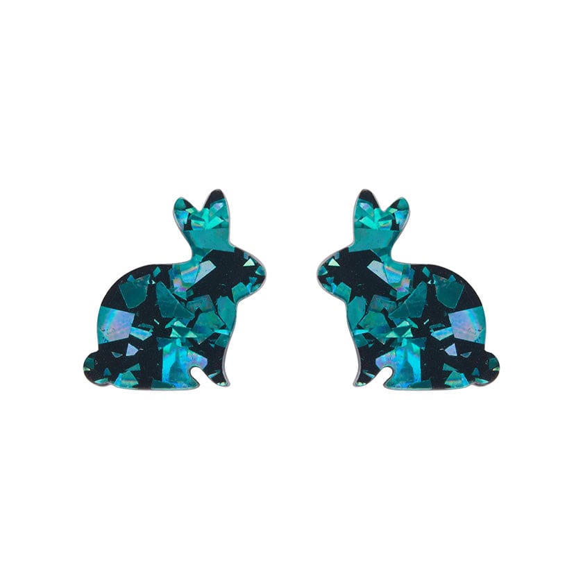 Erstwilder Essentials Bunny Chunky Glitter Resin Stud Earrings - Green EE0007-CG4000