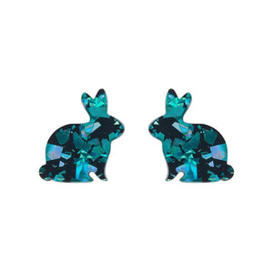 Erstwilder Essentials Bunny Chunky Glitter Resin Stud Earrings - Green EE0007-CG4000