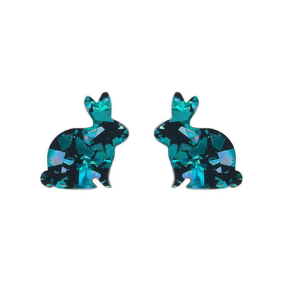 Erstwilder Essentials Bunny Chunky Glitter Resin Stud Earrings - Green EE0007-CG4000
