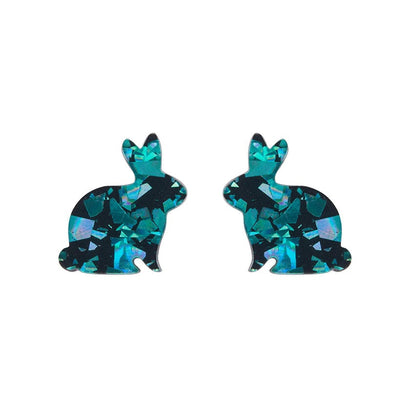 Erstwilder Essentials Bunny Chunky Glitter Resin Stud Earrings - Green EE0007-CG4000