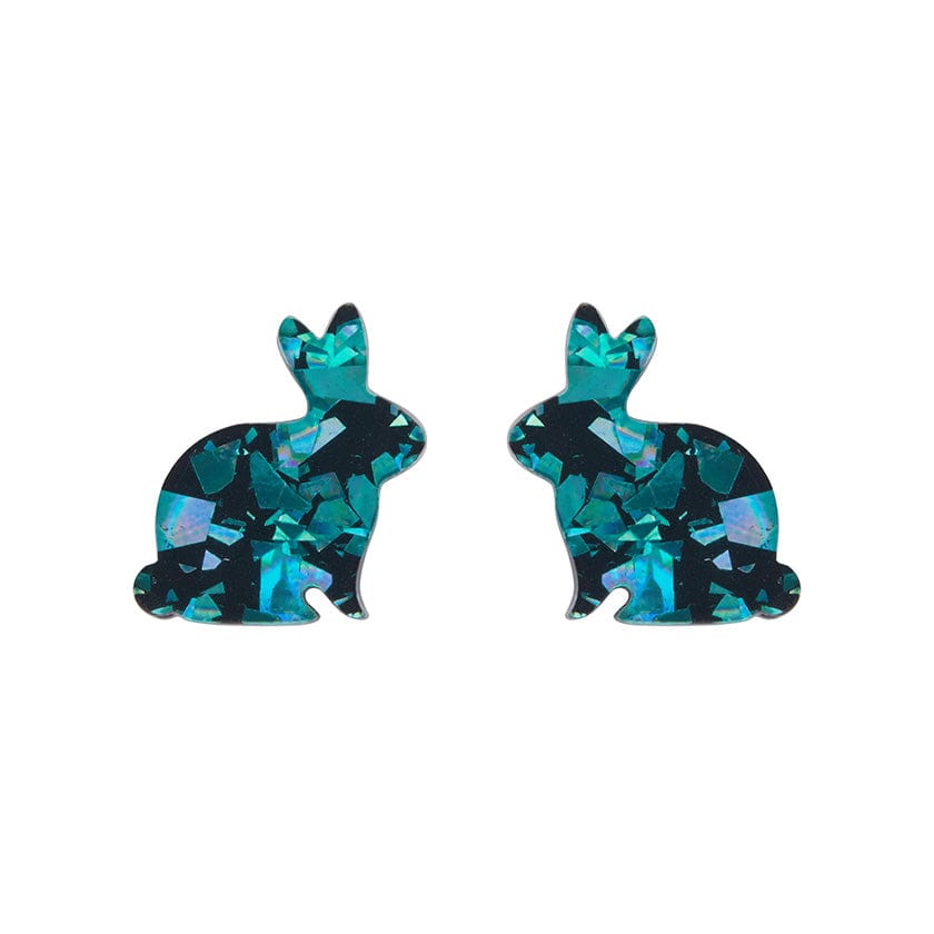 Erstwilder Essentials Bunny Chunky Glitter Resin Stud Earrings - Green EE0007-CG4000
