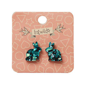 Erstwilder Essentials Bunny Chunky Glitter Resin Stud Earrings - Green EE0007-CG4000