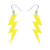 Lightning Bolt Glitter Resin Drop Earrings - Yellow