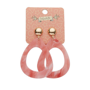 Erstwilder Essentials Statement Marble Resin Tear Drop Earrings - Coral AK1EE06