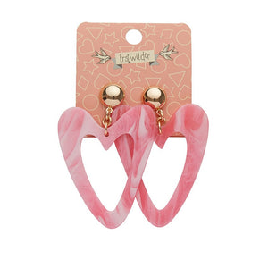 Erstwilder Essentials Statement Marble Resin Heart Drop Earrings - Pink AK1EE02