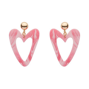 Erstwilder Essentials Statement Marble Resin Heart Drop Earrings - Pink AK1EE02