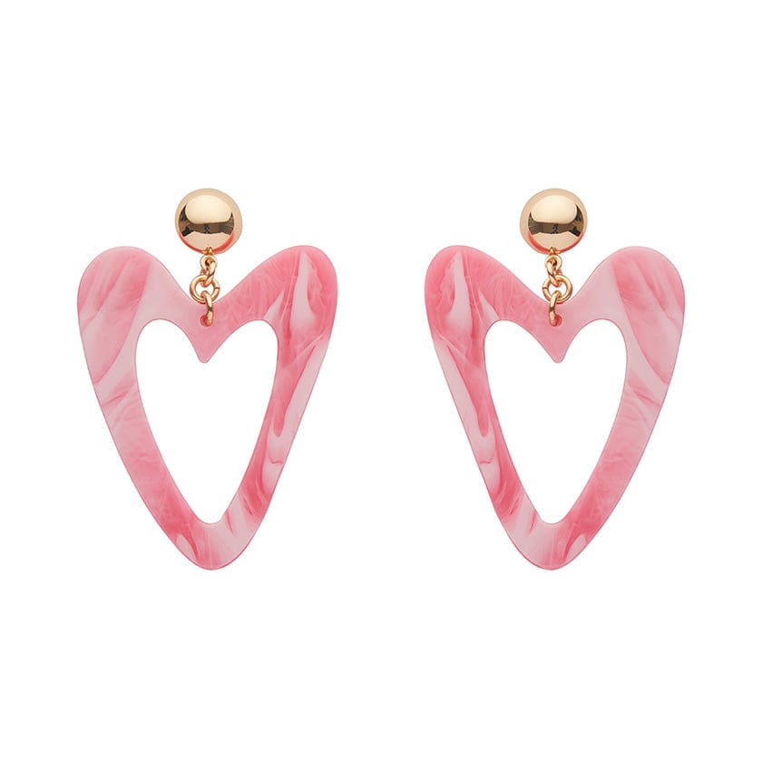 Frosted Lucite Heart Drop Earrings
