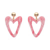 Statement Marble Resin Heart Drop Earrings - Pink